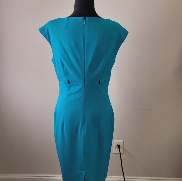 Calvin Klein Jewel Tone Feminine Classic Sheath Cap Sleeve Tailored Dress sz 6 - Picture 3 of 4